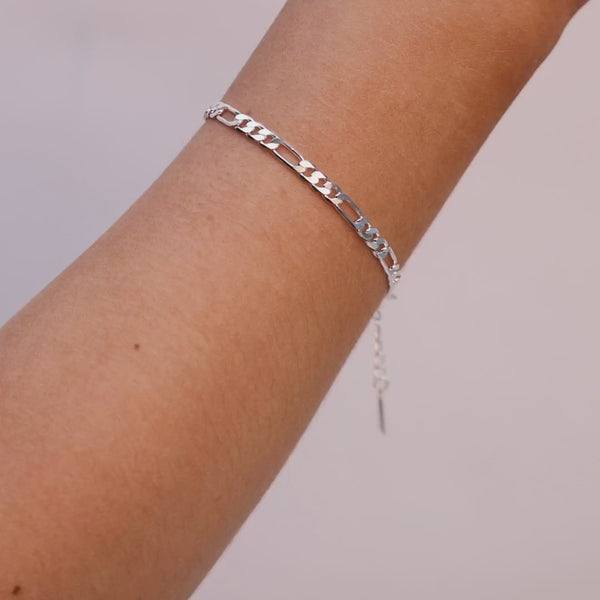 AC - Classic Figaro bracelet, 925S Sterling silverplated, 16 + 3 CM, 4 mm