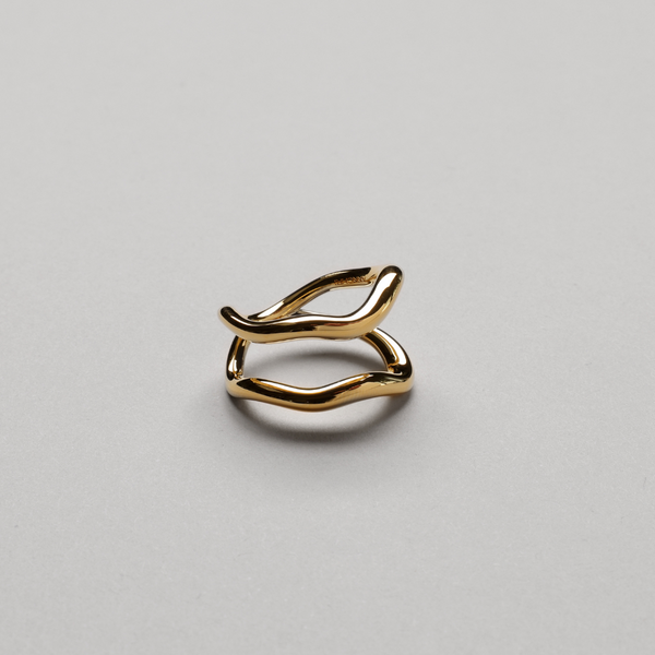 Ripple Double Ring, 18K Goldplated