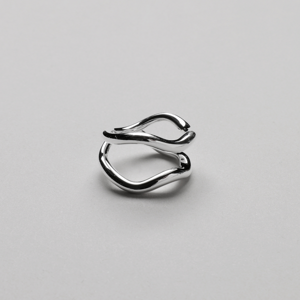 Ripple Double Ring, 925S Sterling silver plated